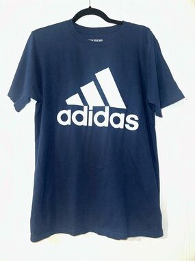 adidas Navy Short-Sleeve Logo Tee with White Graphic